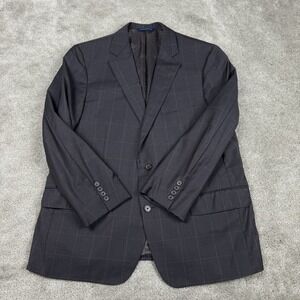 Samuelsohn Performance Sport Coat Mens 42S Gray Plaid Water Resistant Wool Italy